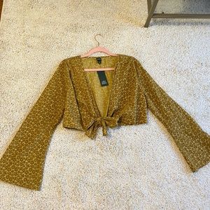 Target Wild Fable Velvet Sheer Flower Tie-Front Blouse